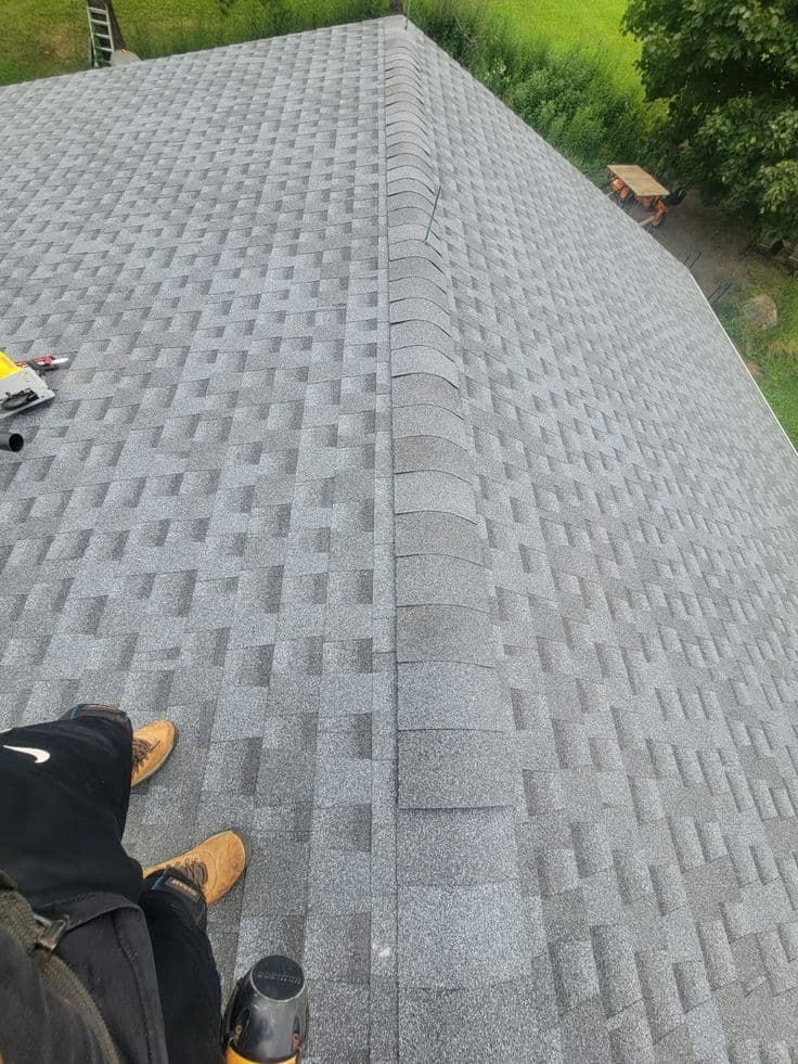Finished architectural shingles on a residential roof